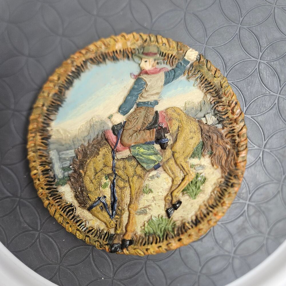 Vintage Decorative Sculpture, Cowboy, Bucking Bronco